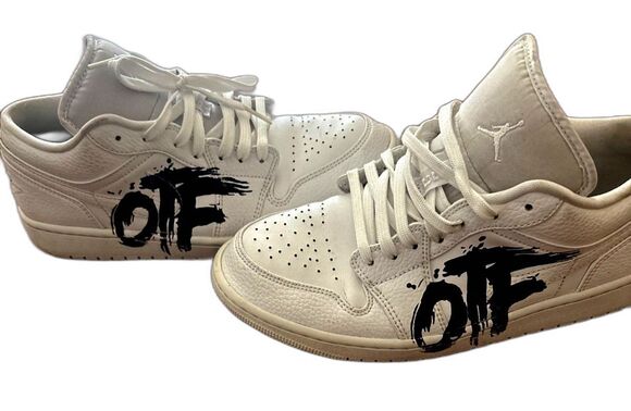 Custom Air Jordan 1 Low Lil Durk OTF Only The Family White Black Men\'s Size 9 main image 9